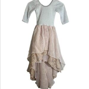 Pleiades Dress Girl 12-18M Cream Pullover Windsong Metallic Chiffon Ballerina